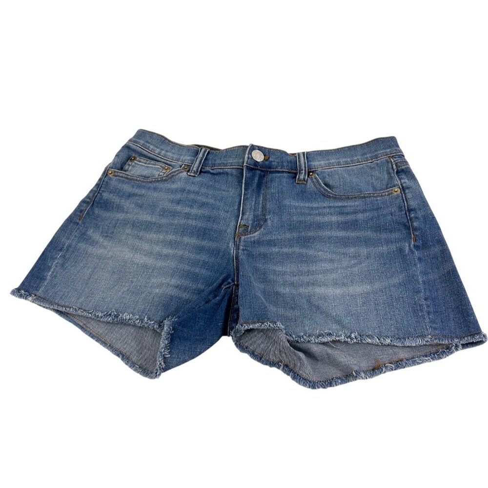 J. Crew Indigo Denim Jean Shorts Blue 28 Cut Off Frayed Hem Stretch 5-Pocket